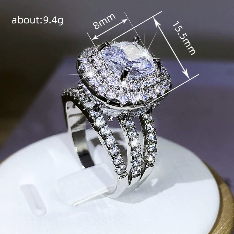 Women's Copper Geometric Drop Shape Zirconia Ring Jewelry - Image 4