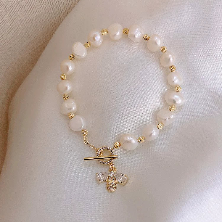 Women's Copper Geometric Freshwater Pearl Bracelet - Image 14