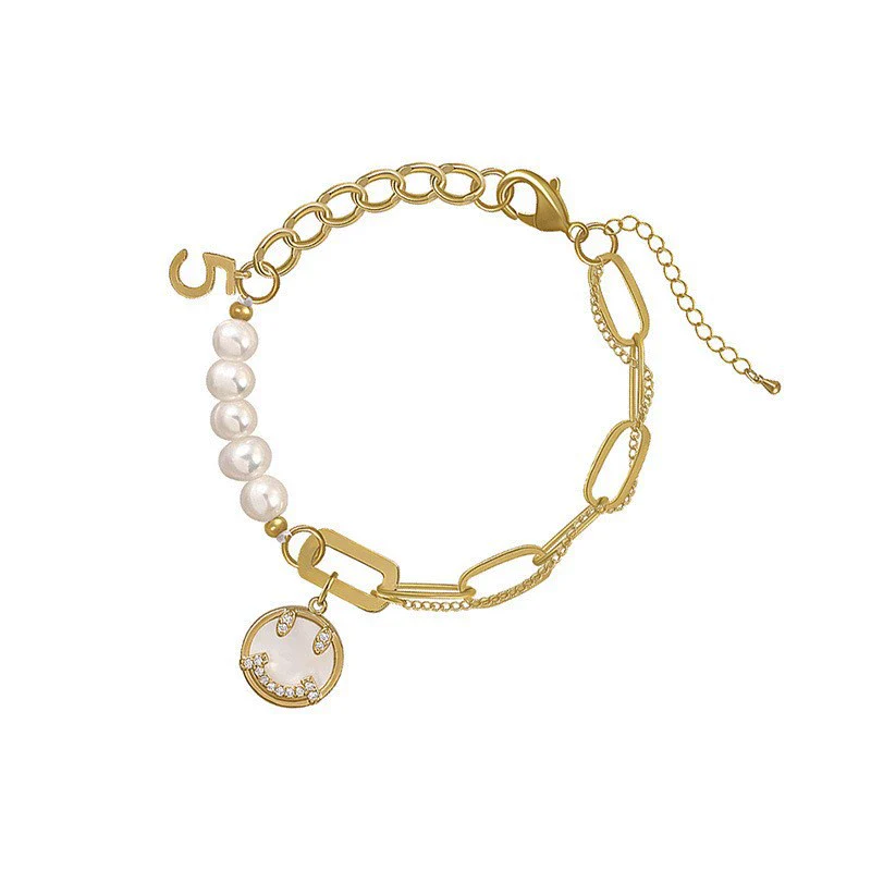 Women's Copper Geometric Freshwater Pearl Bracelet - Image 5