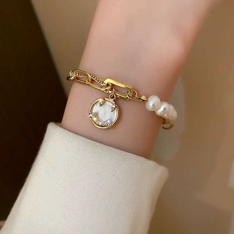 Women's Copper Geometric Freshwater Pearl Bracelet - Image 6