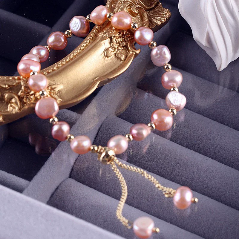 Women's Copper Geometric Freshwater Pearl Bracelet - Image 8