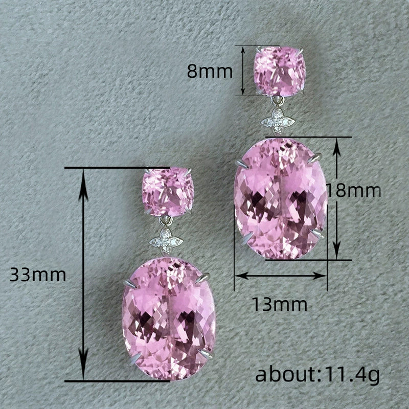 Women's Copper Geometric Inlaid Zircon Floral Fashionable Earrings - Image 4