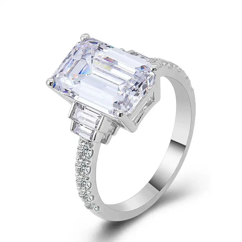 Women's Copper Geometric Inlaid Zircon Ring Minimalist Style - Image 5