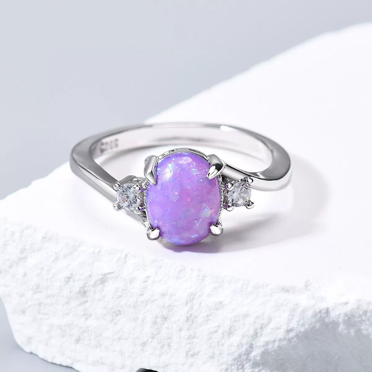 Women's Copper Geometric Simulated Diamond Ring Set With Precious Stones - Image 10