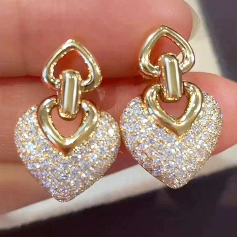 Women's Copper Heart Shaped Geometric Earrings Elegant Jewelry - Image 2