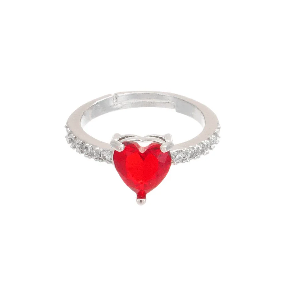 Women's Copper Inlaid Zircon Heart Ring Light Luxury Style Electroplated - Image 5