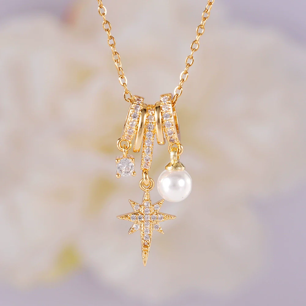 Women's Copper Inlaid Zircon Star Butterfly Pendant Necklace With Rhombus Animal Zodiac Pattern And Electroplating Process - Image 6