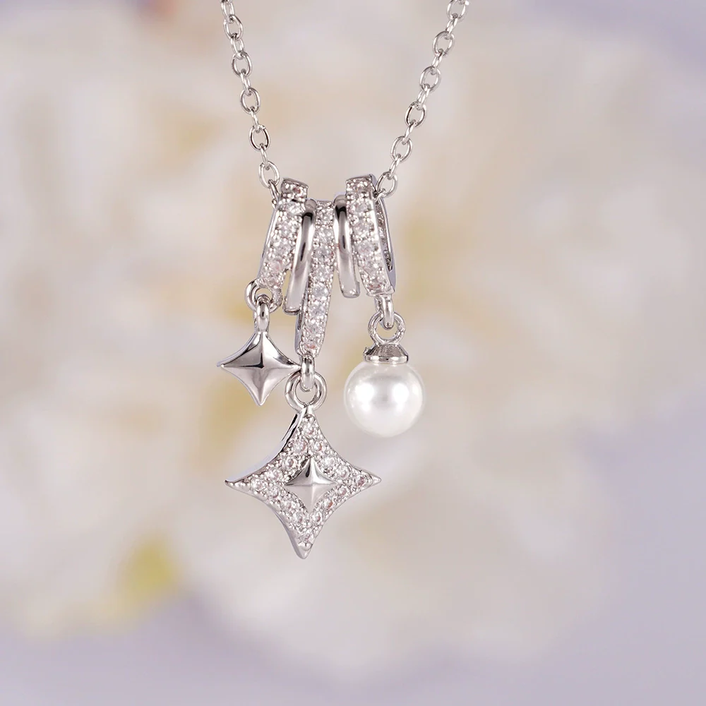 Women's Copper Inlaid Zircon Star Butterfly Pendant Necklace With Rhombus Animal Zodiac Pattern And Electroplating Process - Image 9
