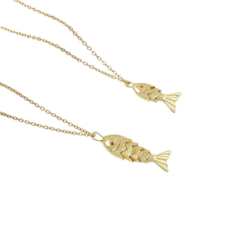 Women's Copper Koi Pendant Long Necklace Electroplated O Chain Animal Zodiac Style Jewelry - Image 5