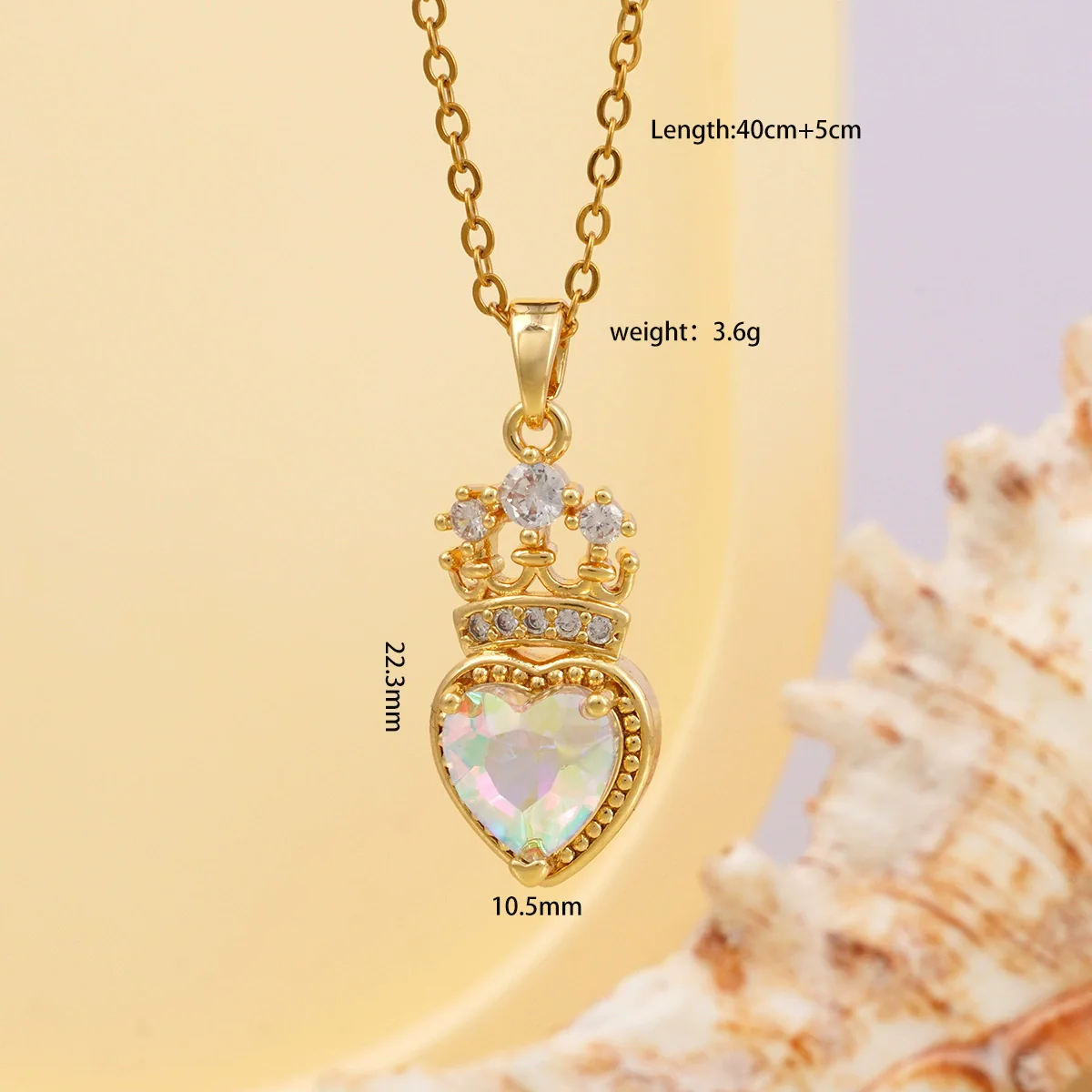 Women's Copper Necklace With Heart Shape Mixed Gemstone Inlay Pendant And O Chain Electroplated Design - Image 6