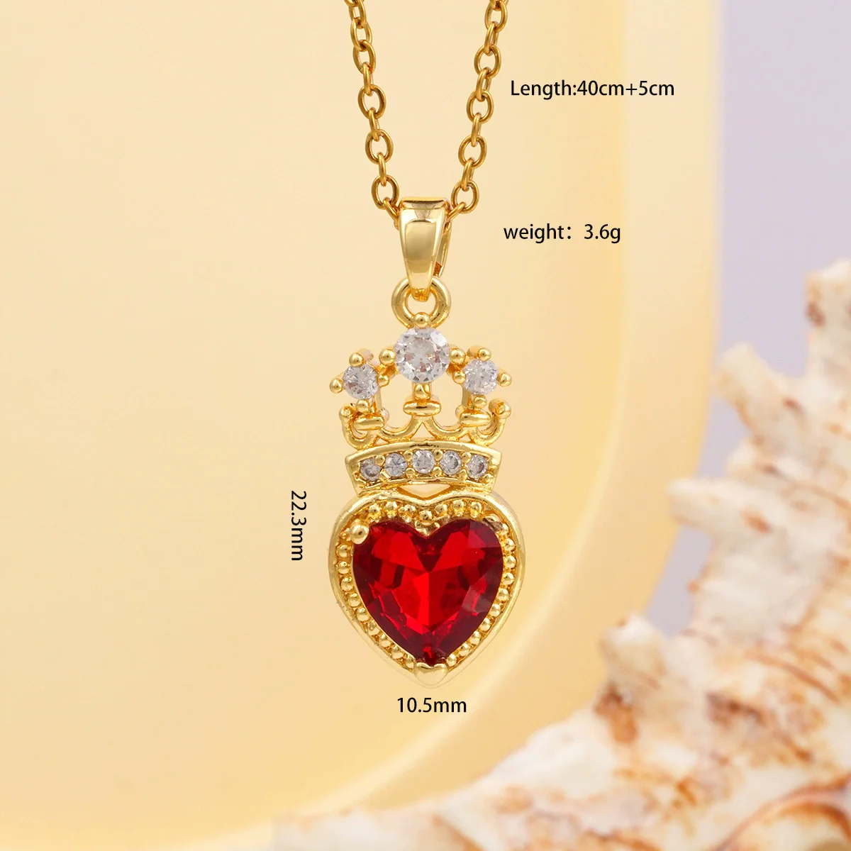 Women's Copper Necklace With Heart Shape Mixed Gemstone Inlay Pendant And O Chain Electroplated Design - Image 8