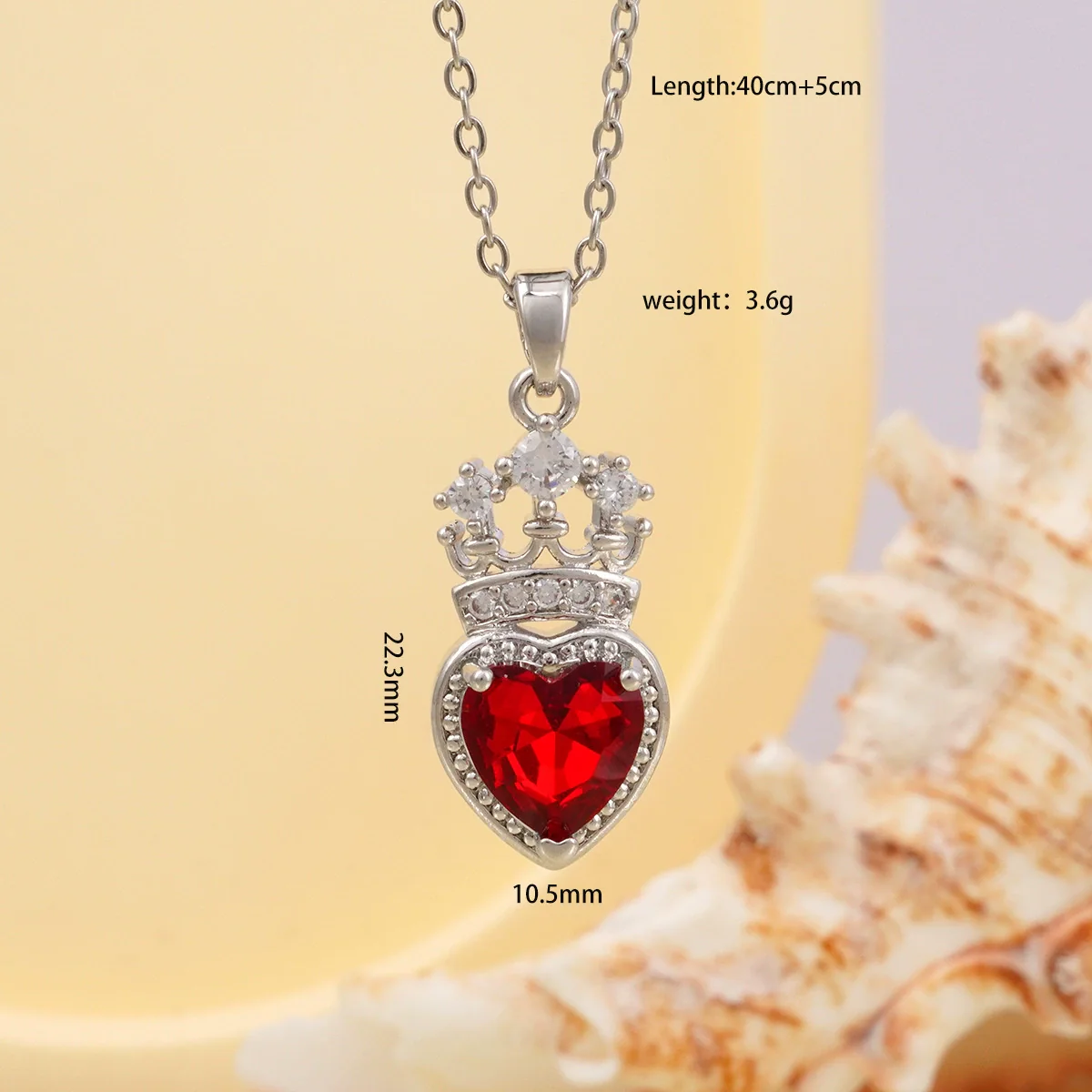Women's Copper Necklace With Heart Shape Mixed Gemstone Inlay Pendant And O Chain Electroplated Design - Image 9