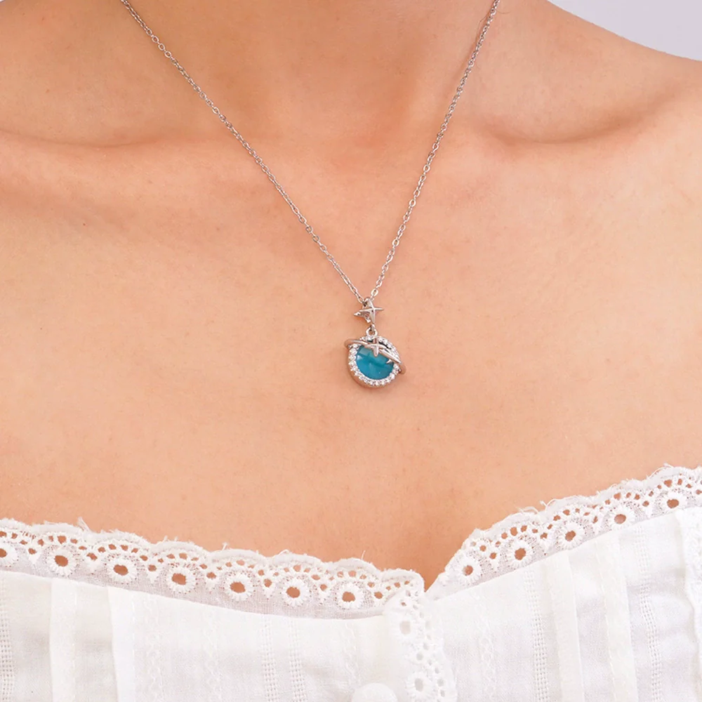 Women's Copper Necklace With Mixed Gemstone Setting Star Pendant Electroplating Light Luxury Design - Image 6
