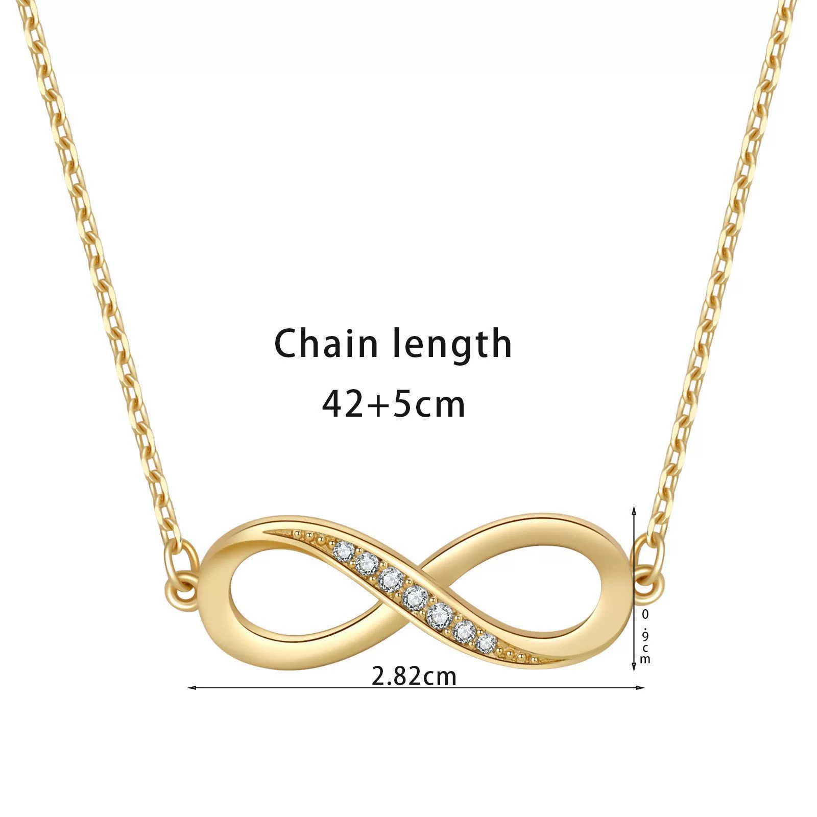 Women's Copper Ochain Necklace With Infinite Cycle Symbol Microinlaid Zircon And Plated 14K - Image 4