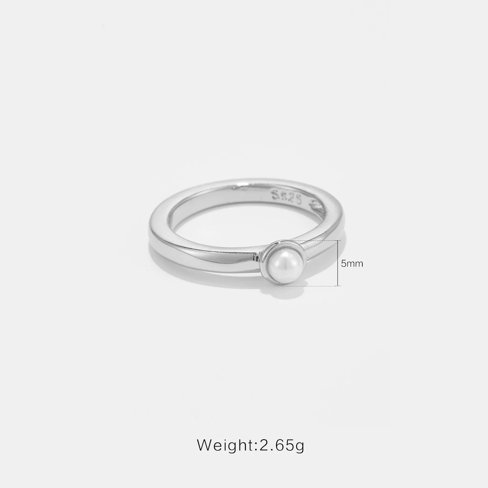 Women's Copper Pearl Ring With Geometric Design And Electroplating Treatment - Image 4