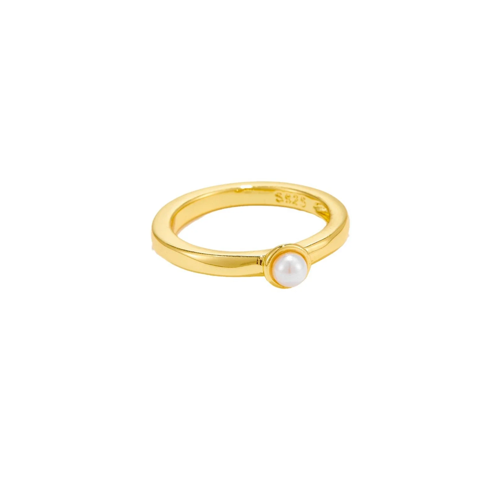 Women's Copper Pearl Ring With Geometric Design And Electroplating Treatment - Image 5