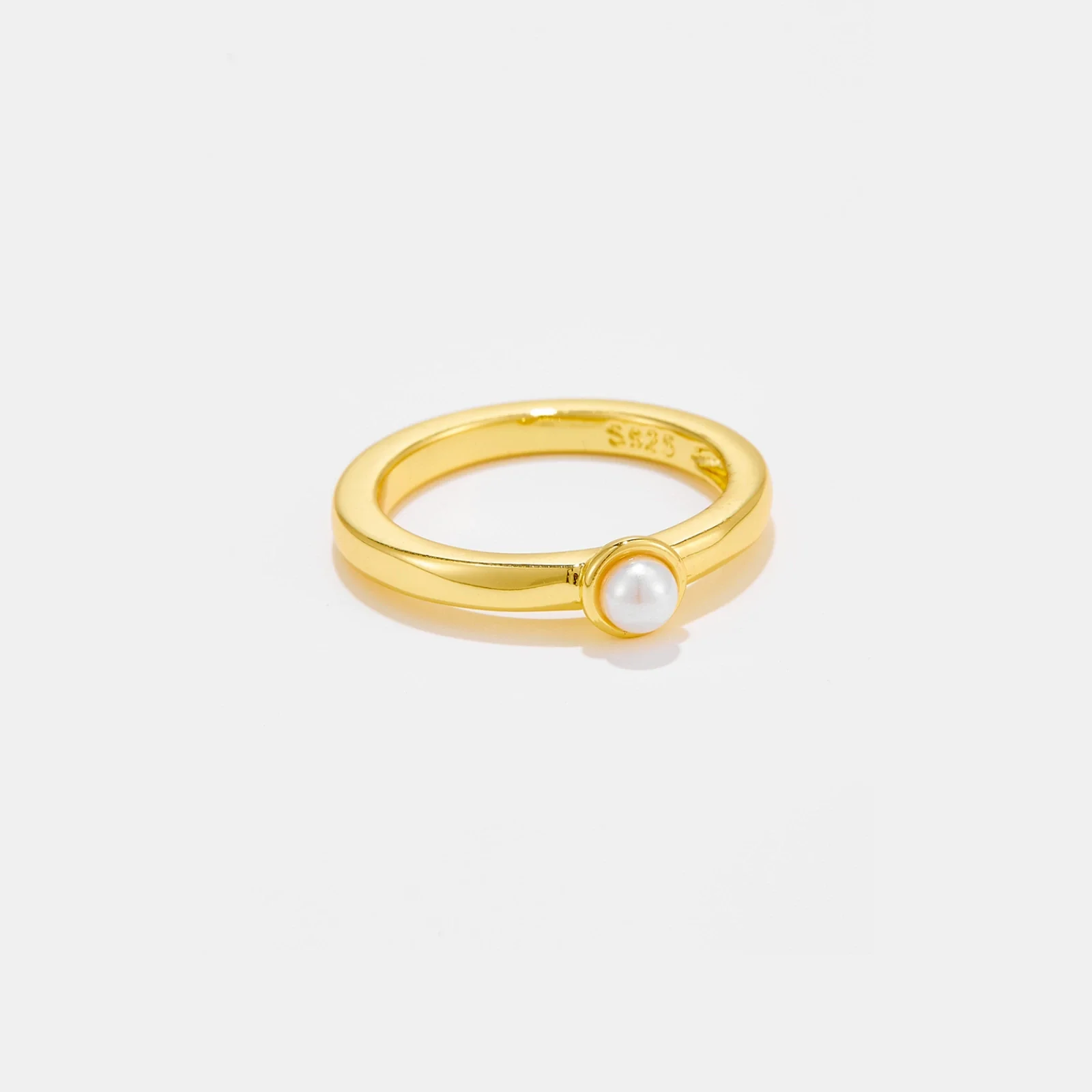 Women's Copper Pearl Ring With Geometric Design And Electroplating Treatment - Image 7