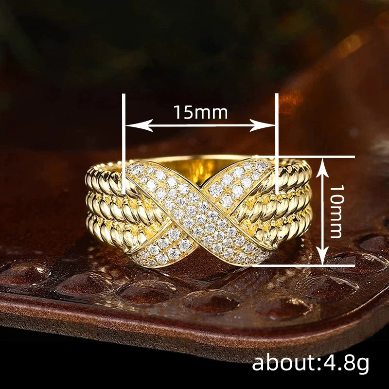 Women's Copper Ring With Geometric Letters Numbers And Text Pattern Zirconia Design - Image 4