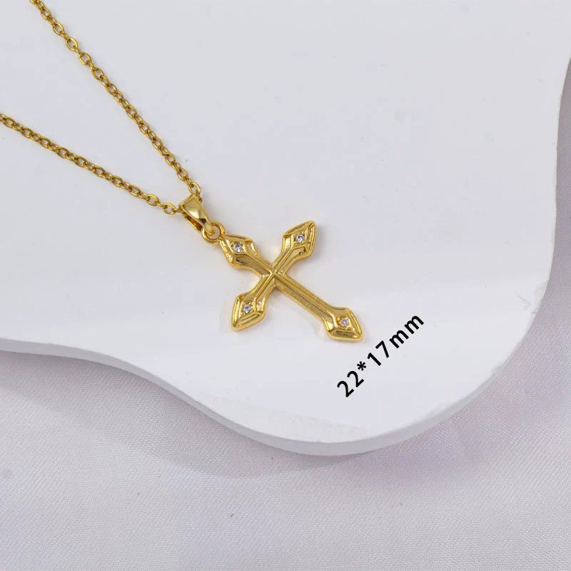Women's Copper Titanium Steel Simple Cross Pendant O Word Chain Electroplated Light Luxury Clavicle Chain Jewelry - Image 2