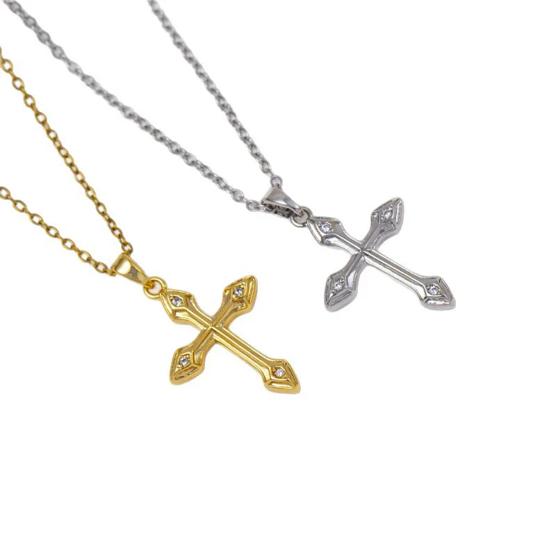 Women's Copper Titanium Steel Simple Cross Pendant O Word Chain Electroplated Light Luxury Clavicle Chain Jewelry - Image 5