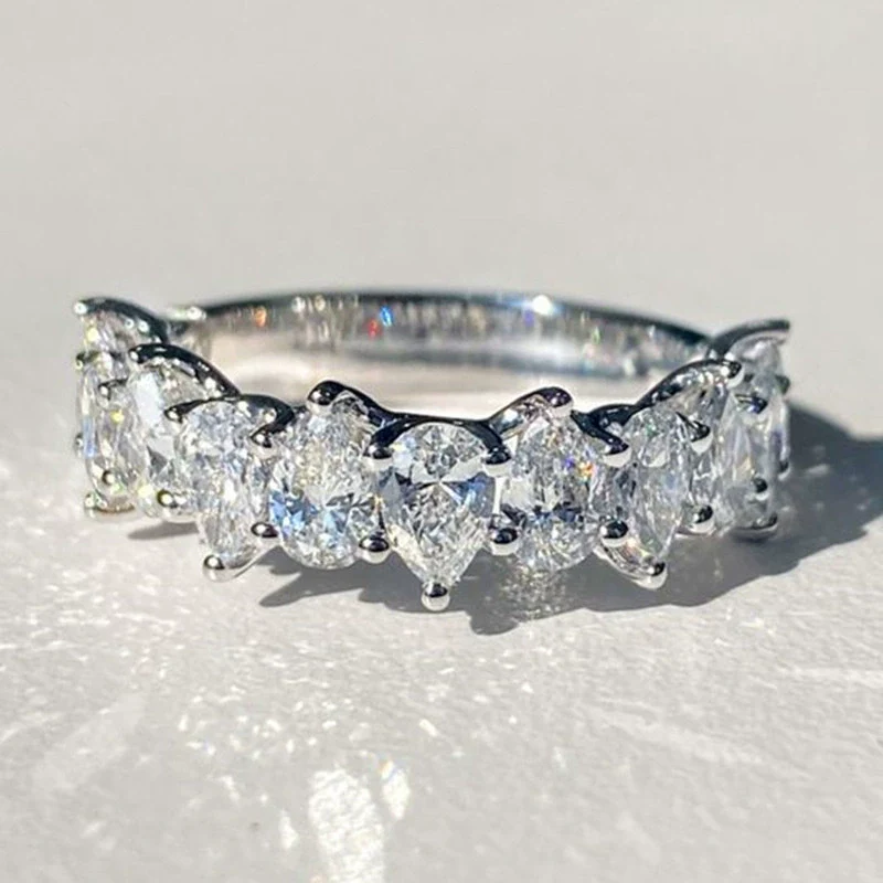 Women's Copper Water Drop Geometric Zircon Ring