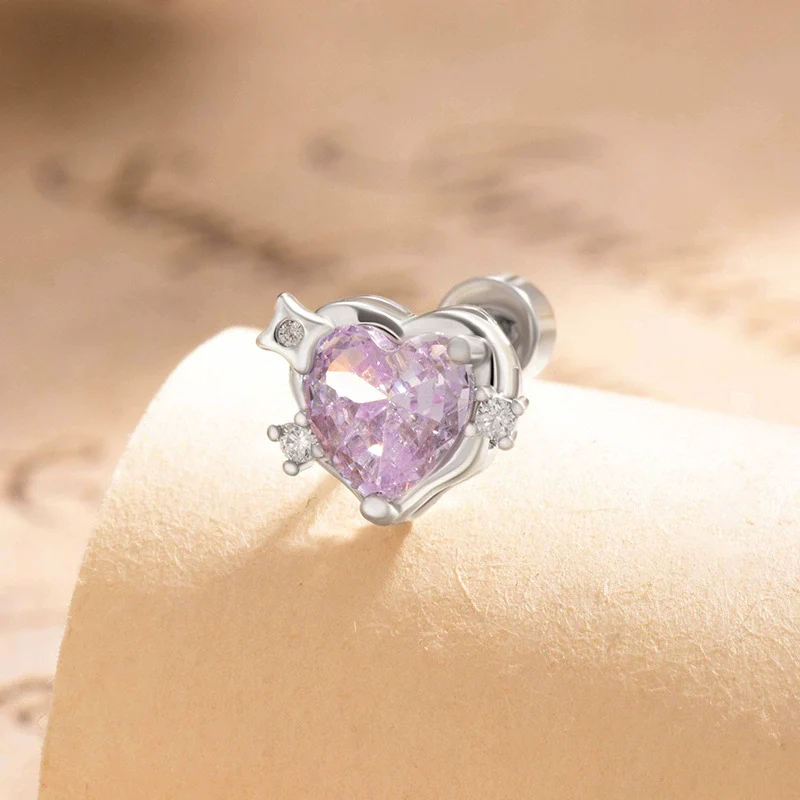 Women's Copper Zircon Heart Shape Earrings Set With Diamonds - Image 9