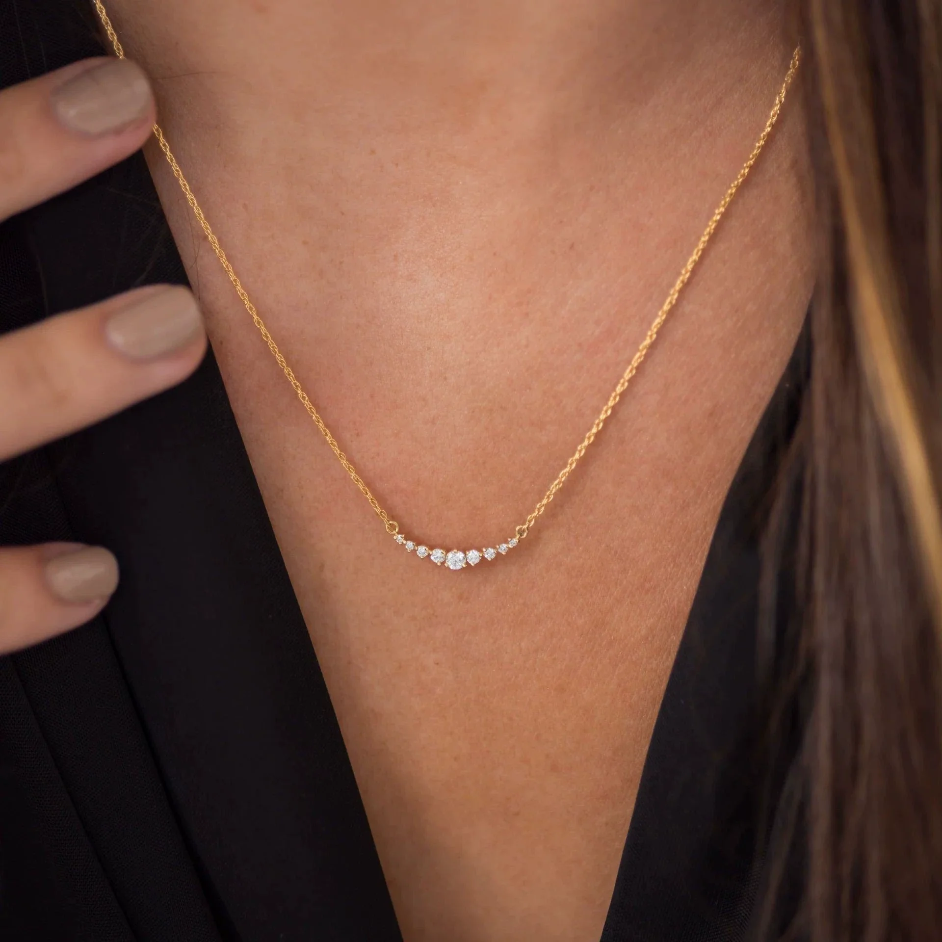 Women's Copper Zircon Microinlaid Geometric Smiling Face Shape Fashionable Light Luxury Necklace