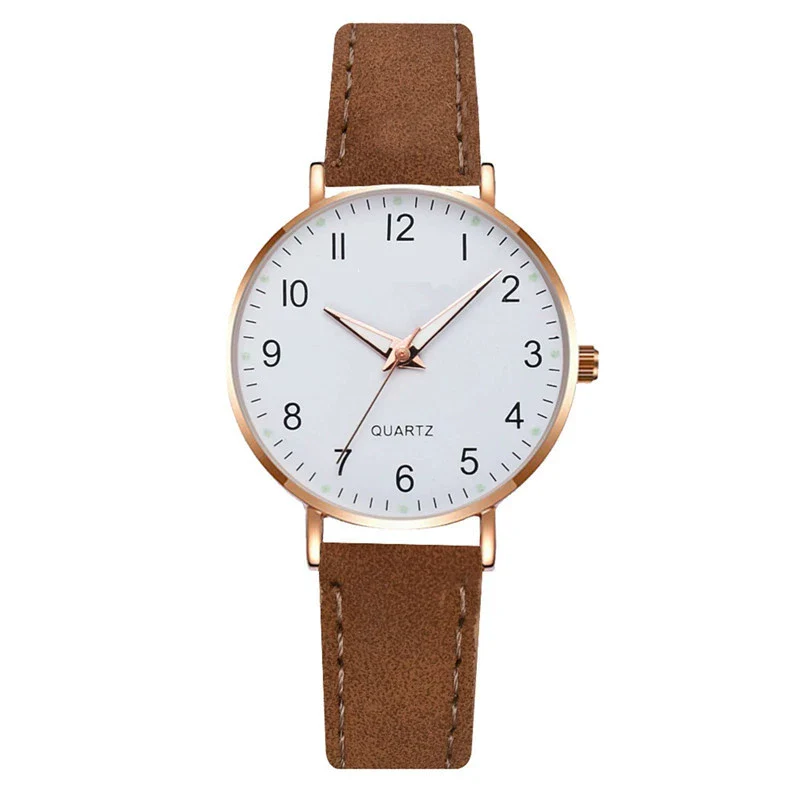 Women's Digital Luminous Pointer Quartz Watch Set Alloy Case Imitation Leather Strap Stainless Steel Clasp Round Dial Leisure Style - Image 10