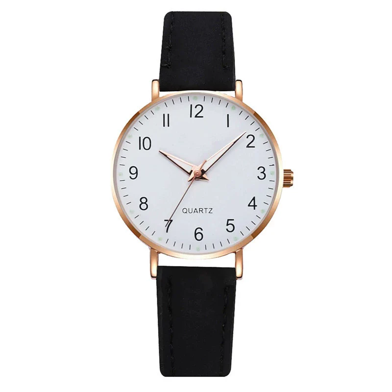 Women's Digital Luminous Pointer Quartz Watch Set Alloy Case Imitation Leather Strap Stainless Steel Clasp Round Dial Leisure Style - Image 7