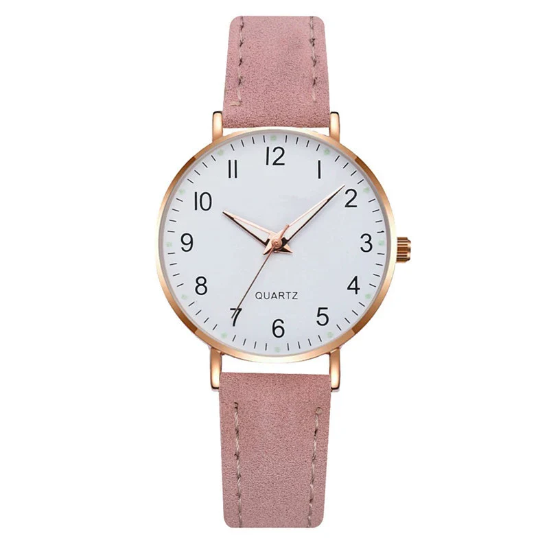 Women's Digital Luminous Pointer Quartz Watch Set Alloy Case Imitation Leather Strap Stainless Steel Clasp Round Dial Leisure Style - Image 9