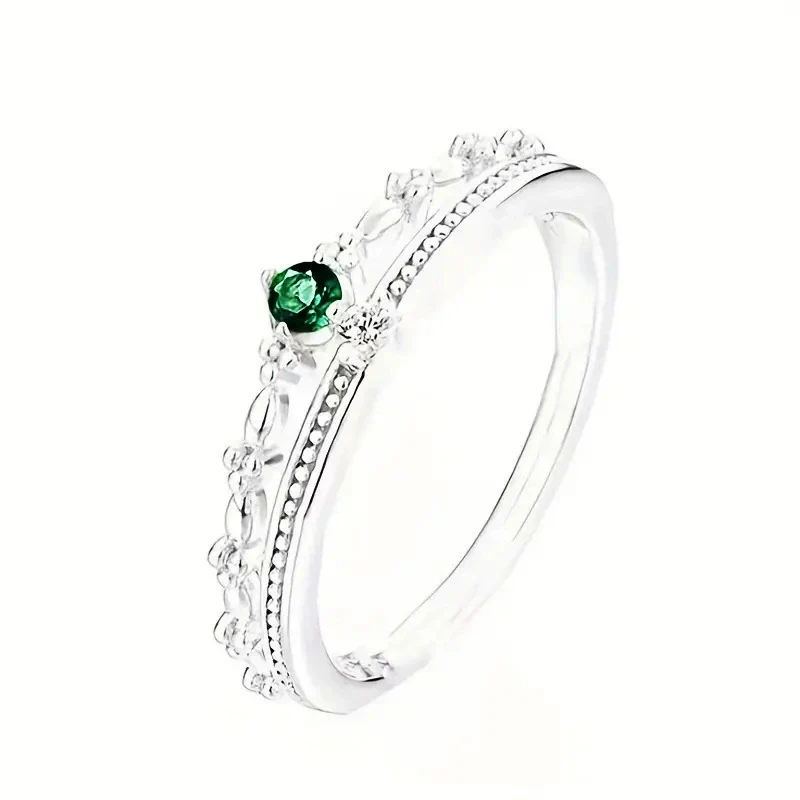 Women's Doublelayer Copper Ring With Geometric Design And Inlaid Zircon - Image 6