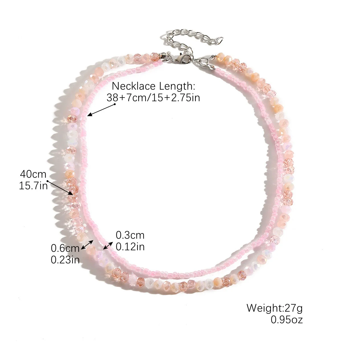 Women's Doublelayer Stacked Artificial Crystal Necklace With Geometric Styling And Electroplating Treatment And Ball Chain - Image 6