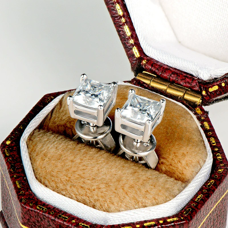 Women's Earrings S925 Sterling Silver Mosan Diamond Geometric Electroplating - Image 2
