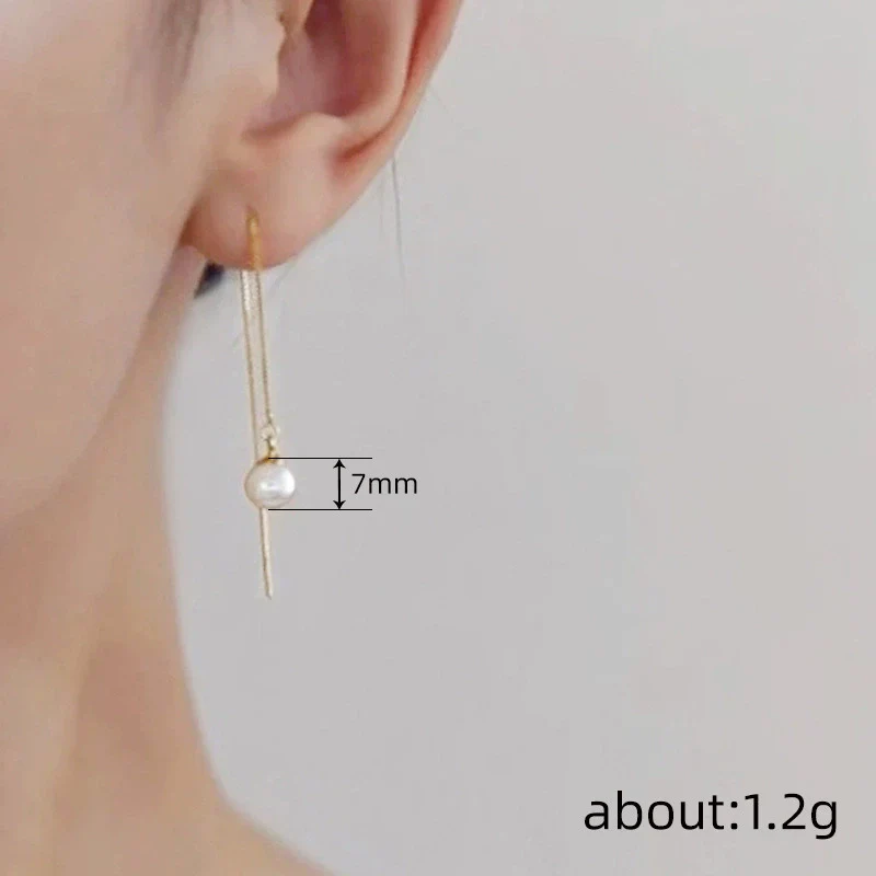Women's Elegant Sweet Geometric Copper Imitation Pearl Tassel Earrings - Image 4