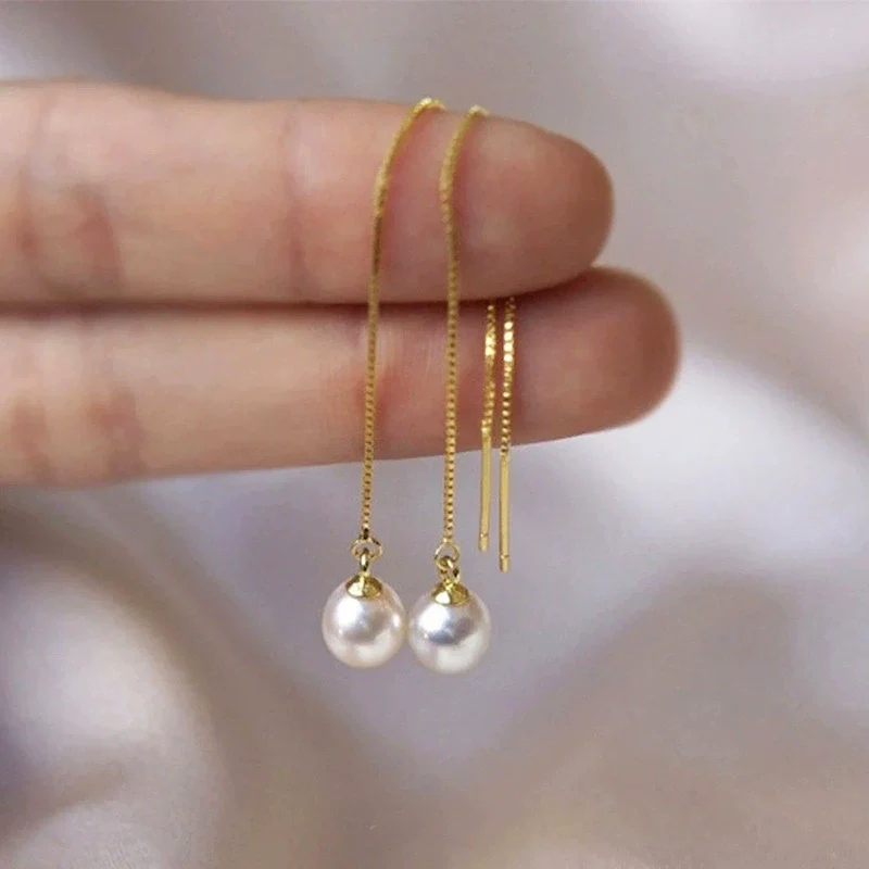 Women's Elegant Sweet Geometric Copper Imitation Pearl Tassel Earrings - Image 6
