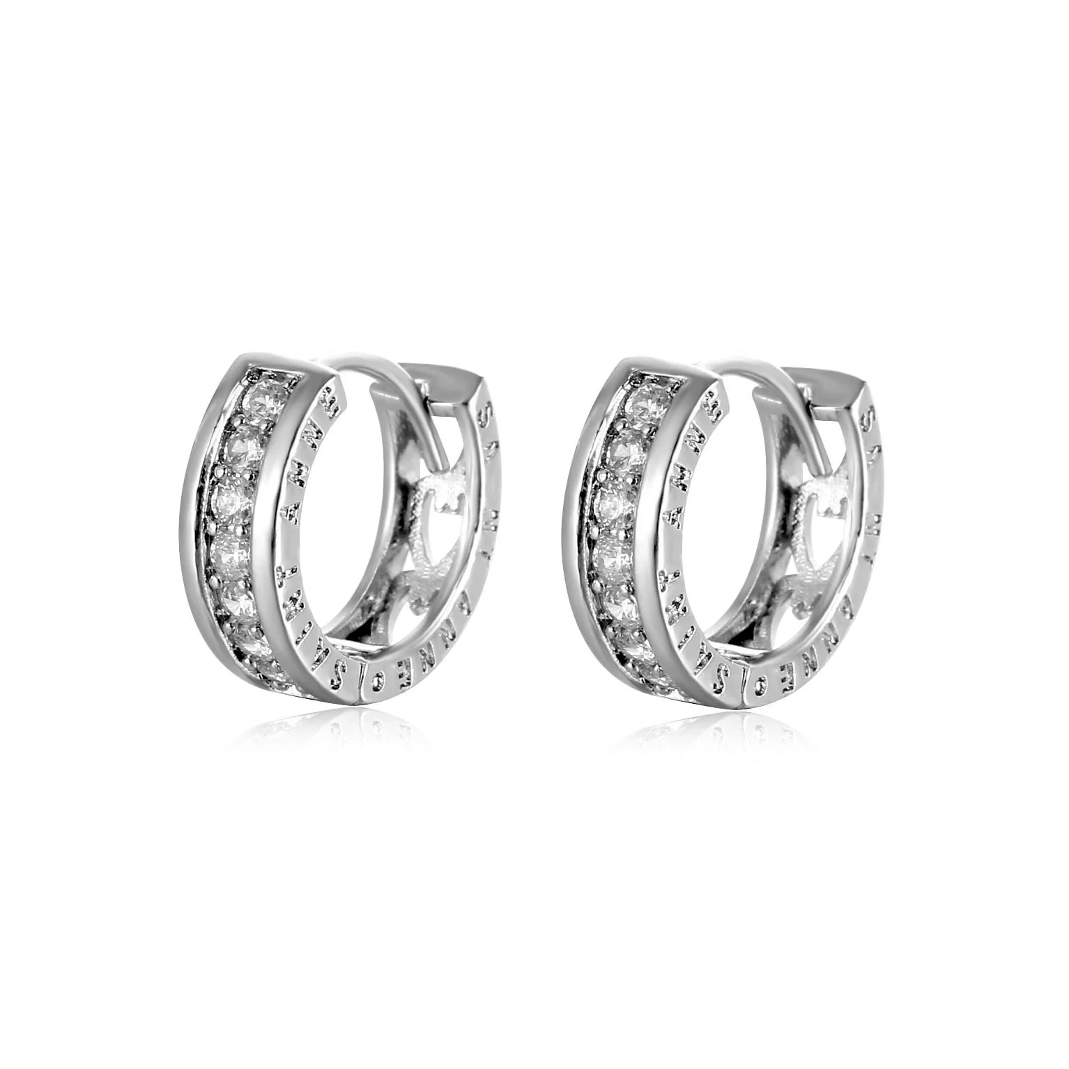 Women's Environmental Protection Copper Geometric Letter Diamondstudded Zircon Earrings - Image 5