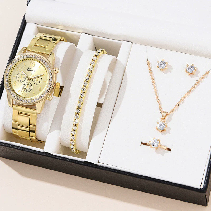 Women's Fashion Alloy Quartz Diamond Watch With Round Dial And Spiral Crown - Image 10