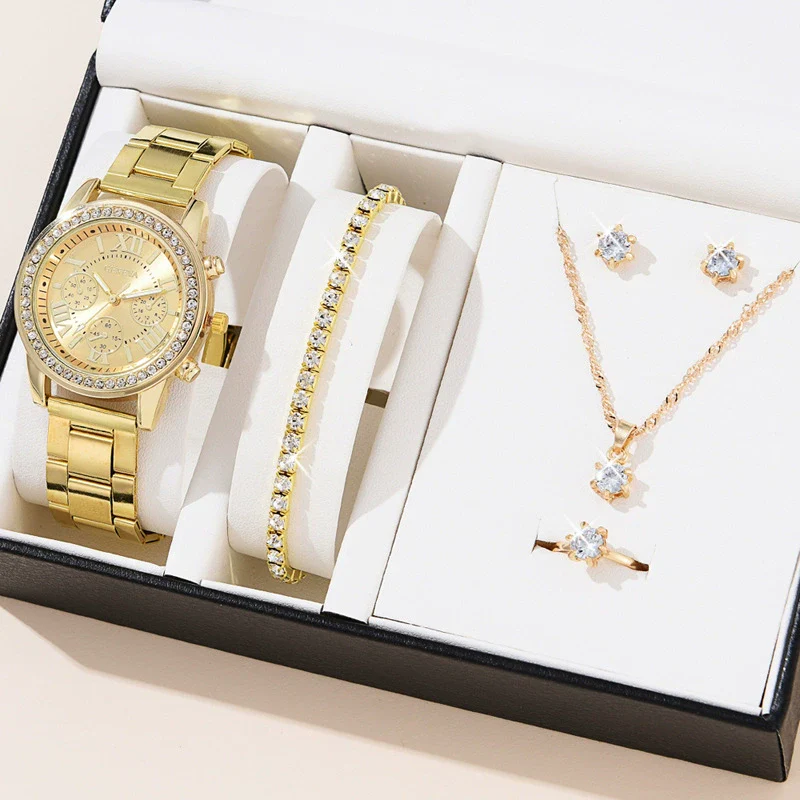 Women's Fashion Alloy Quartz Diamond Watch With Round Dial And Spiral Crown - Image 11