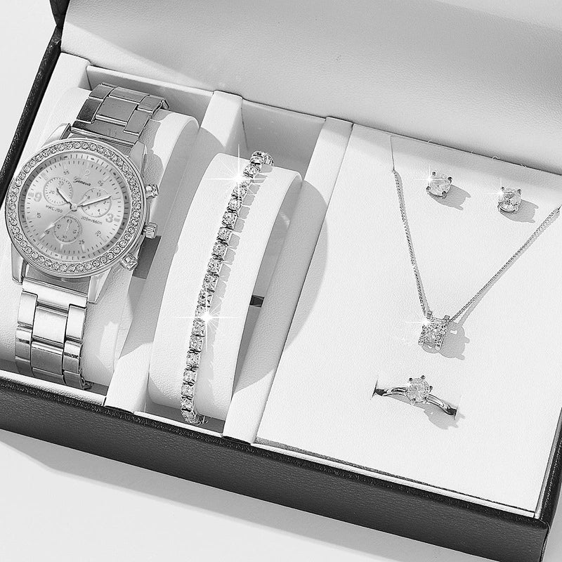 Women's Fashion Alloy Quartz Diamond Watch With Round Dial And Spiral Crown - Image 12