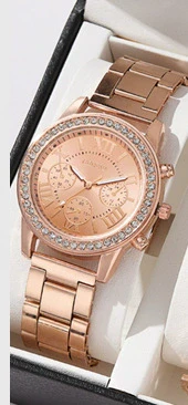 Women's Fashion Alloy Quartz Diamond Watch With Round Dial And Spiral Crown - Image 16