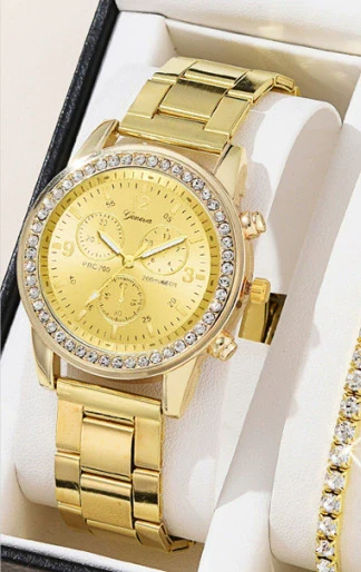 Women's Fashion Alloy Quartz Diamond Watch With Round Dial And Spiral Crown - Image 18