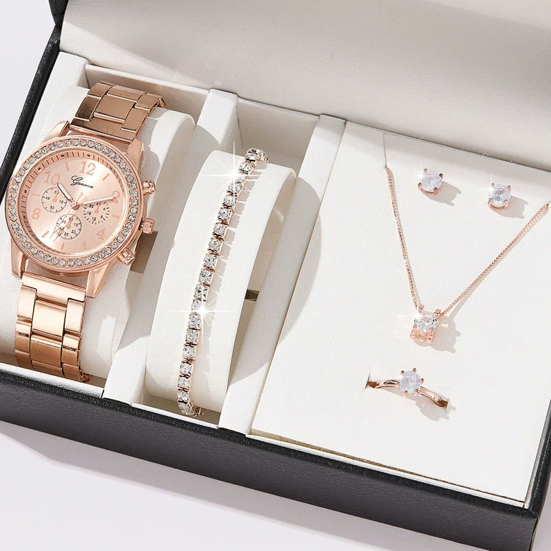 Women's Fashion Alloy Quartz Diamond Watch With Round Dial And Spiral Crown - Image 8