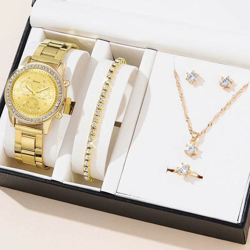 Women's Fashion Alloy Quartz Diamond Watch With Round Dial And Spiral Crown - Image 9