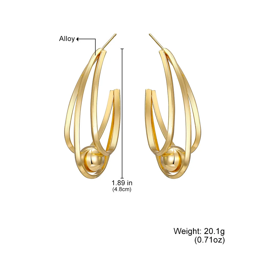 Women's Fashion Alloy Ushaped Multilayer Geometric Retro Earrings With Diamond Design - Image 2