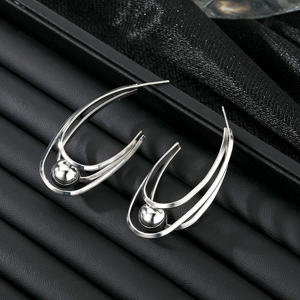 Women's Fashion Alloy Ushaped Multilayer Geometric Retro Earrings With Diamond Design - Image 4