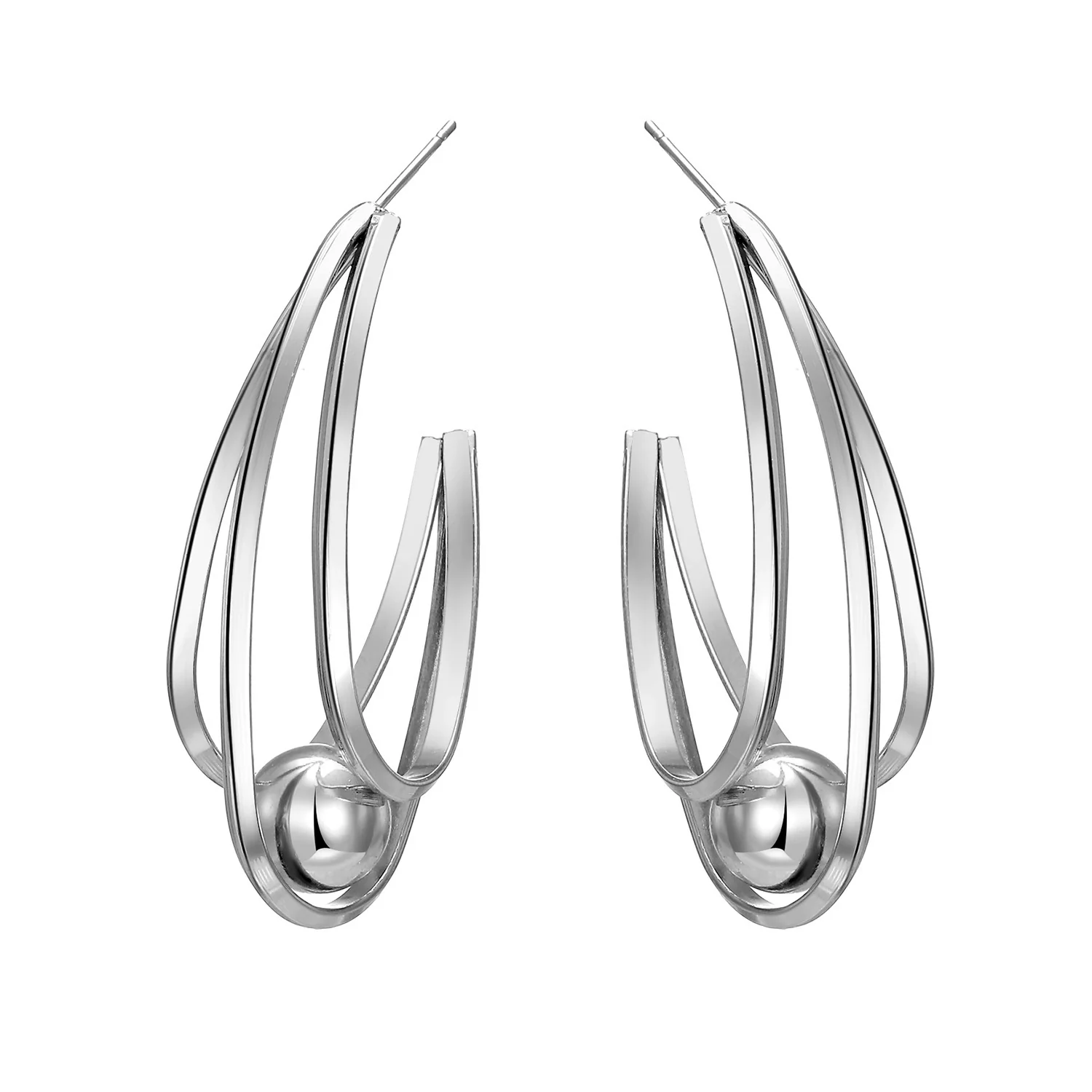 Women's Fashion Alloy Ushaped Multilayer Geometric Retro Earrings With Diamond Design - Image 5