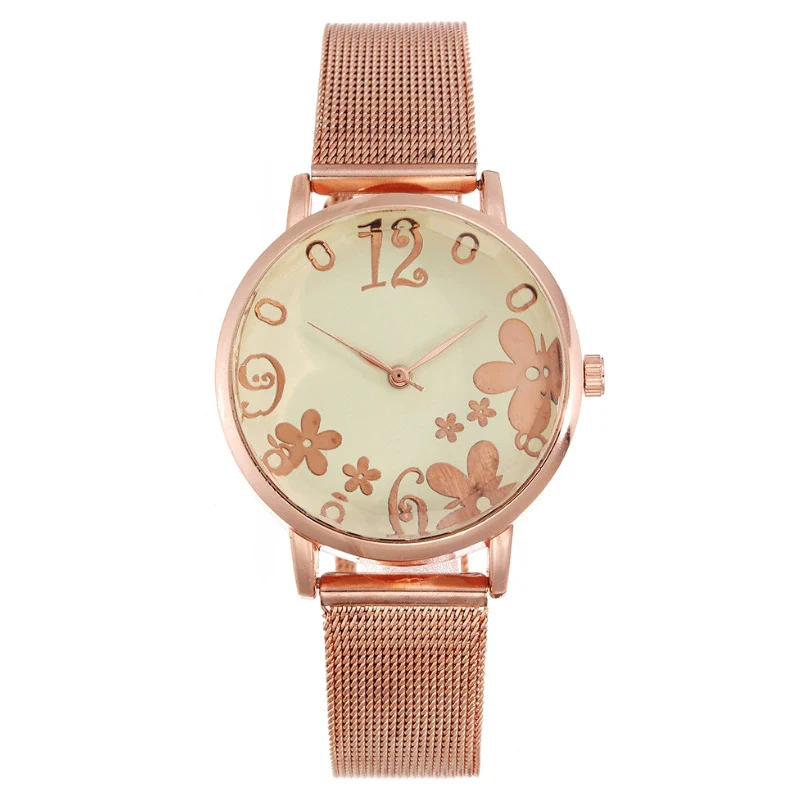 Women's Fashion Flower Quartz Watch With Alloy Case Metal Strap And Stainless Steel Clasp Round Dial - Image 11