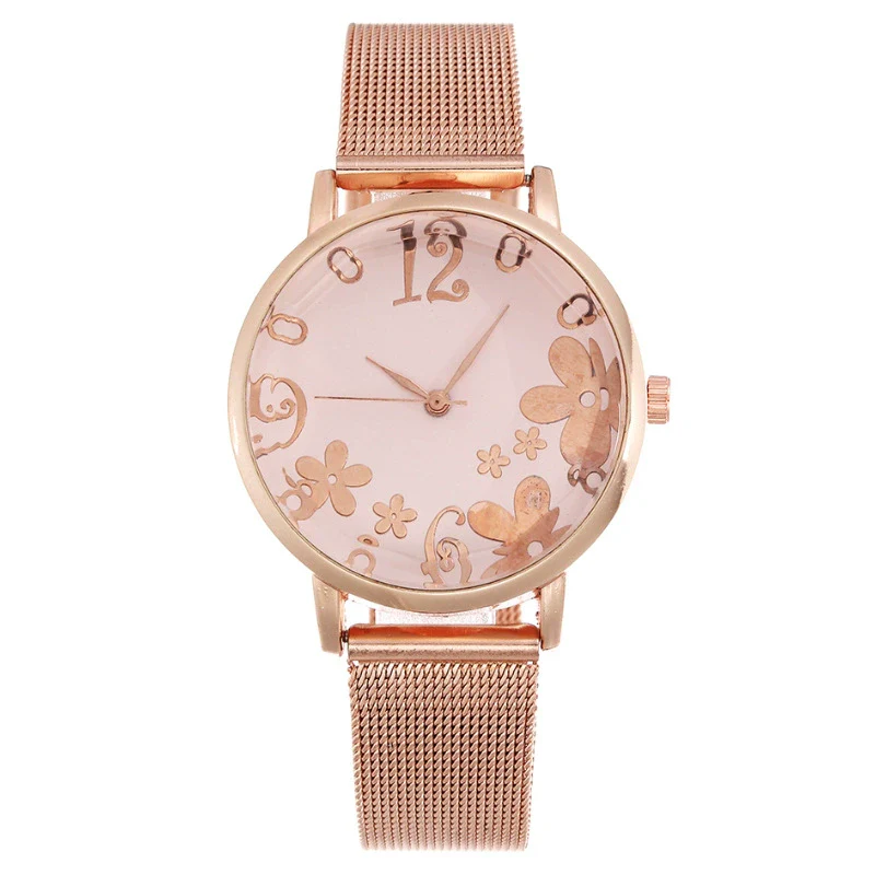 Women's Fashion Flower Quartz Watch With Alloy Case Metal Strap And Stainless Steel Clasp Round Dial - Image 12