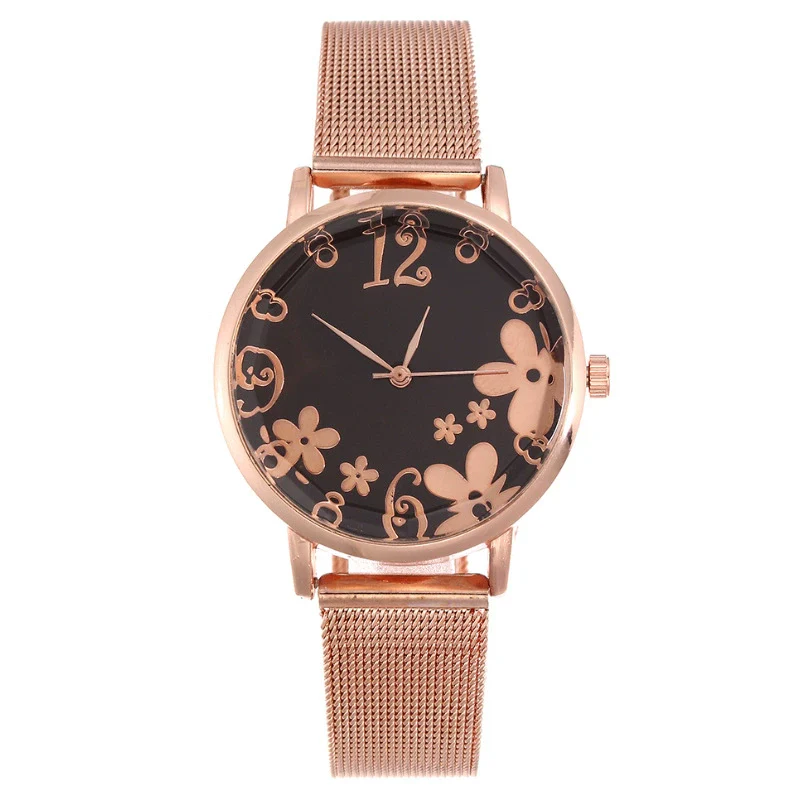 Women's Fashion Flower Quartz Watch With Alloy Case Metal Strap And Stainless Steel Clasp Round Dial - Image 5