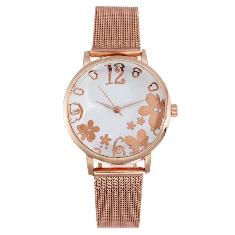 Women's Fashion Flower Quartz Watch With Alloy Case Metal Strap And Stainless Steel Clasp Round Dial - Image 6